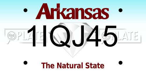 1IQJ45 Arkansas License Plate