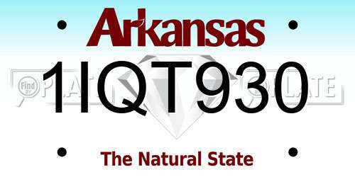 1IQT930 Arkansas License Plate