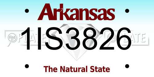 1IS3826 Arkansas License Plate