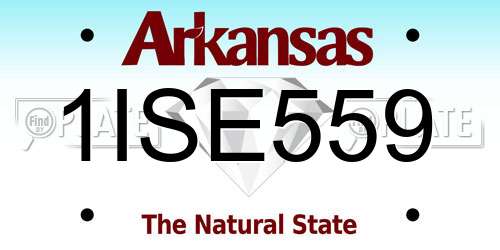 1ISE559 Arkansas License Plate
