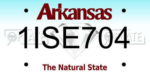 1ISE704 Arkansas License Plate