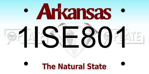 1ISE801 Arkansas License Plate