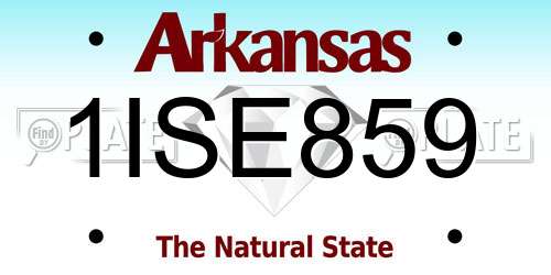 1ISE859 Arkansas License Plate