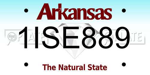 1ISE889 Arkansas License Plate