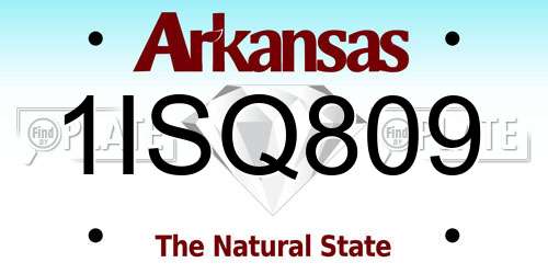 1ISQ809 Arkansas License Plate