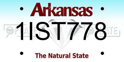 1IST778 Arkansas License Plate