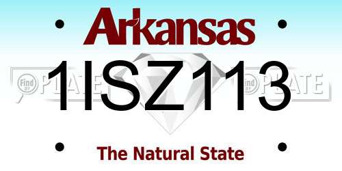 1ISZ113 Arkansas License Plate