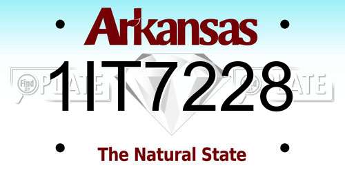 1IT7228 Arkansas License Plate