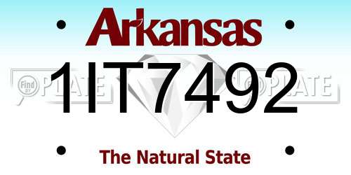 1IT7492 Arkansas License Plate
