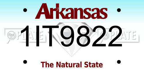 1IT9822 Arkansas License Plate