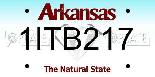 1ITB217 Arkansas License Plate