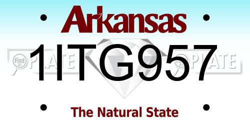 1ITG957 Arkansas License Plate