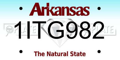 1ITG982 Arkansas License Plate