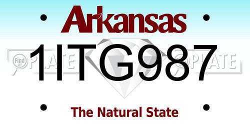 1ITG987 Arkansas License Plate