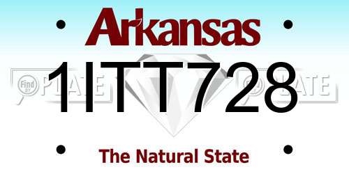 1ITT728 Arkansas License Plate