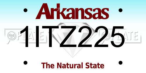 1ITZ225 Arkansas License Plate