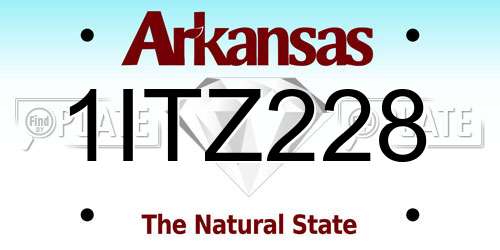 1ITZ228 Arkansas License Plate