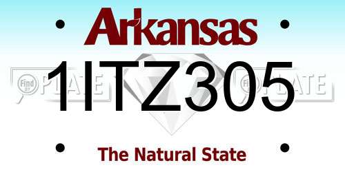 1ITZ305 Arkansas License Plate