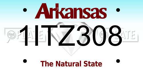 1ITZ308 Arkansas License Plate
