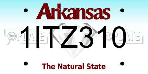 1ITZ310 Arkansas License Plate