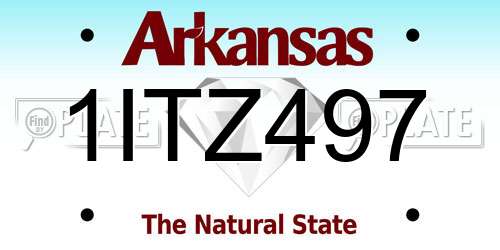 1ITZ497 Arkansas License Plate