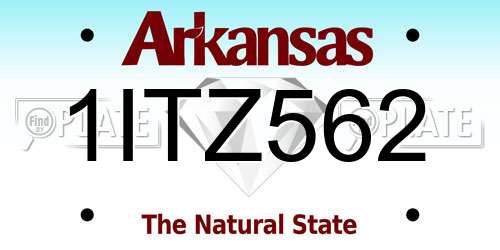 1ITZ562 Arkansas License Plate