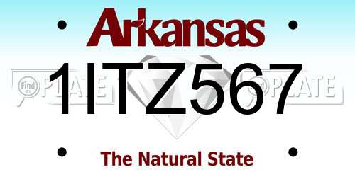 1ITZ567 Arkansas License Plate