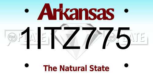 1ITZ775 Arkansas License Plate