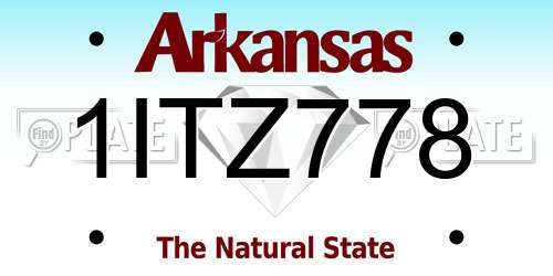 1ITZ778 Arkansas License Plate