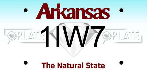1IW7 Arkansas License Plate