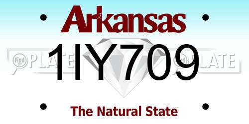 1IY709 Arkansas License Plate