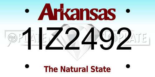 1IZ2492 Arkansas License Plate