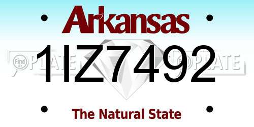 1IZ7492 Arkansas License Plate