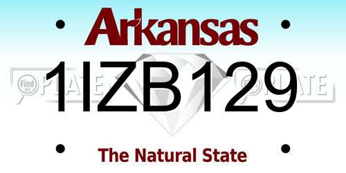 1IZB129 Arkansas License Plate