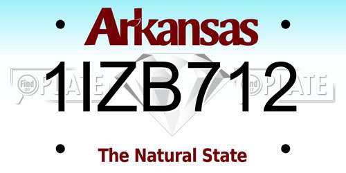 1IZB712 Arkansas License Plate