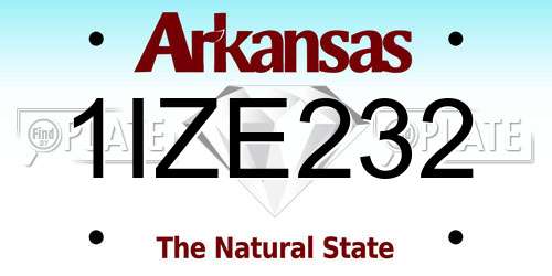 1IZE232 Arkansas License Plate