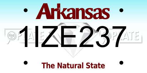 1IZE237 Arkansas License Plate