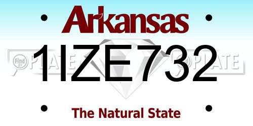 1IZE732 Arkansas License Plate