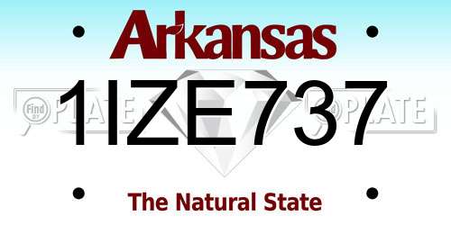 1IZE737 Arkansas License Plate