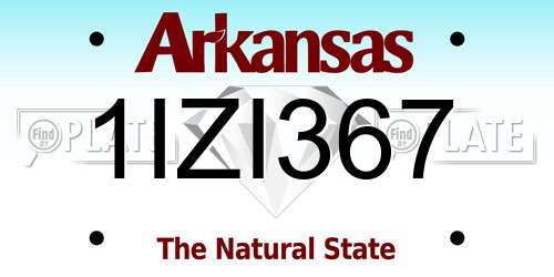 1IZI367 Arkansas License Plate