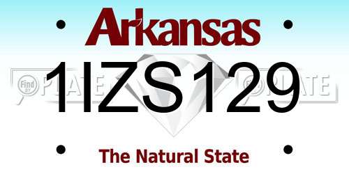 1IZS129 Arkansas License Plate