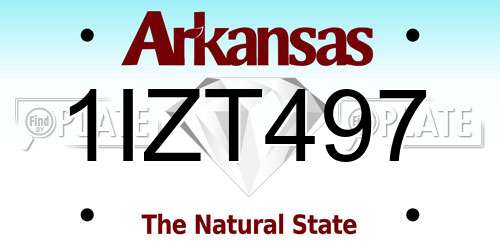 1IZT497 Arkansas License Plate