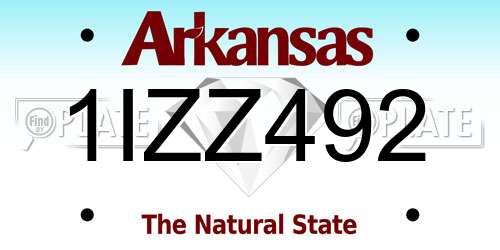 1IZZ492 Arkansas License Plate