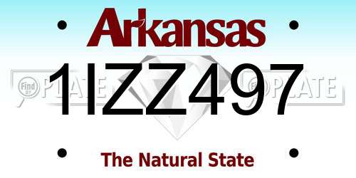 1IZZ497 Arkansas License Plate