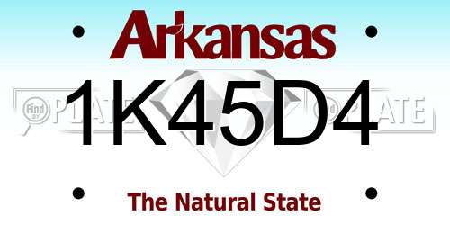 1K45D4 Arkansas License Plate