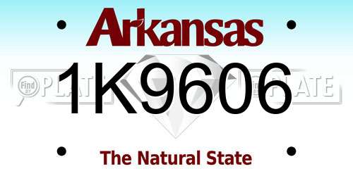 1K9606 Arkansas License Plate