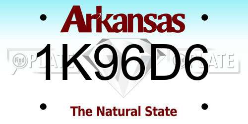 1K96D6 Arkansas License Plate