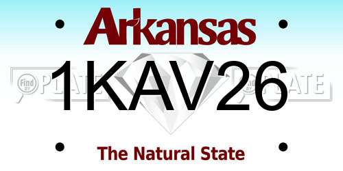 1KAV26 Arkansas License Plate