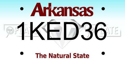 1KED36 Arkansas License Plate