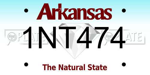 1NT474 Arkansas License Plate